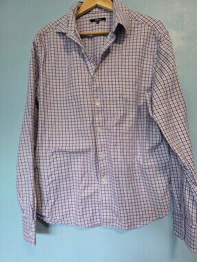 Quince Organic Mens Plaid Long-Sleeve Button-Down Shirt M